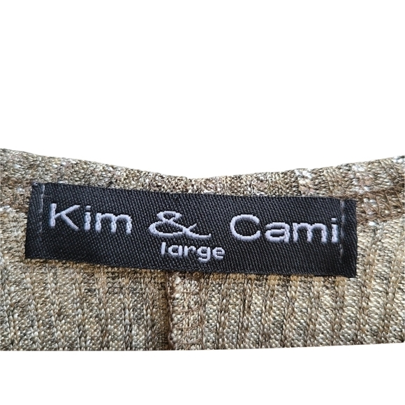 Kim & Cami Metallic Silver Batwing Style Top, Knit Fabric, Size Large - Picture 5 of 7